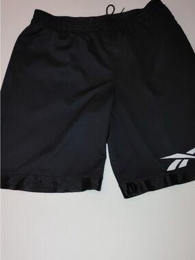 Reebok Men's Black Athletic Shorts with White Logo XL 10 inch inseam